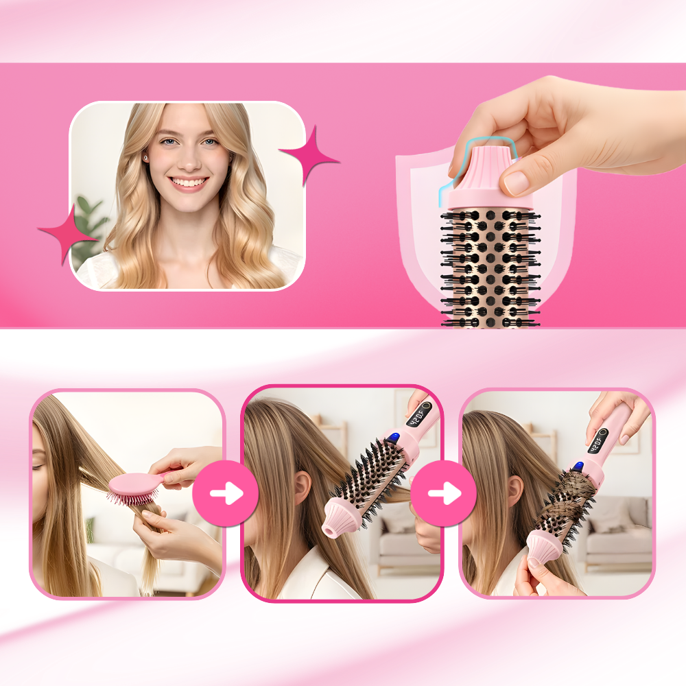 3-i-1 opvarmet rund børste - Ozerty