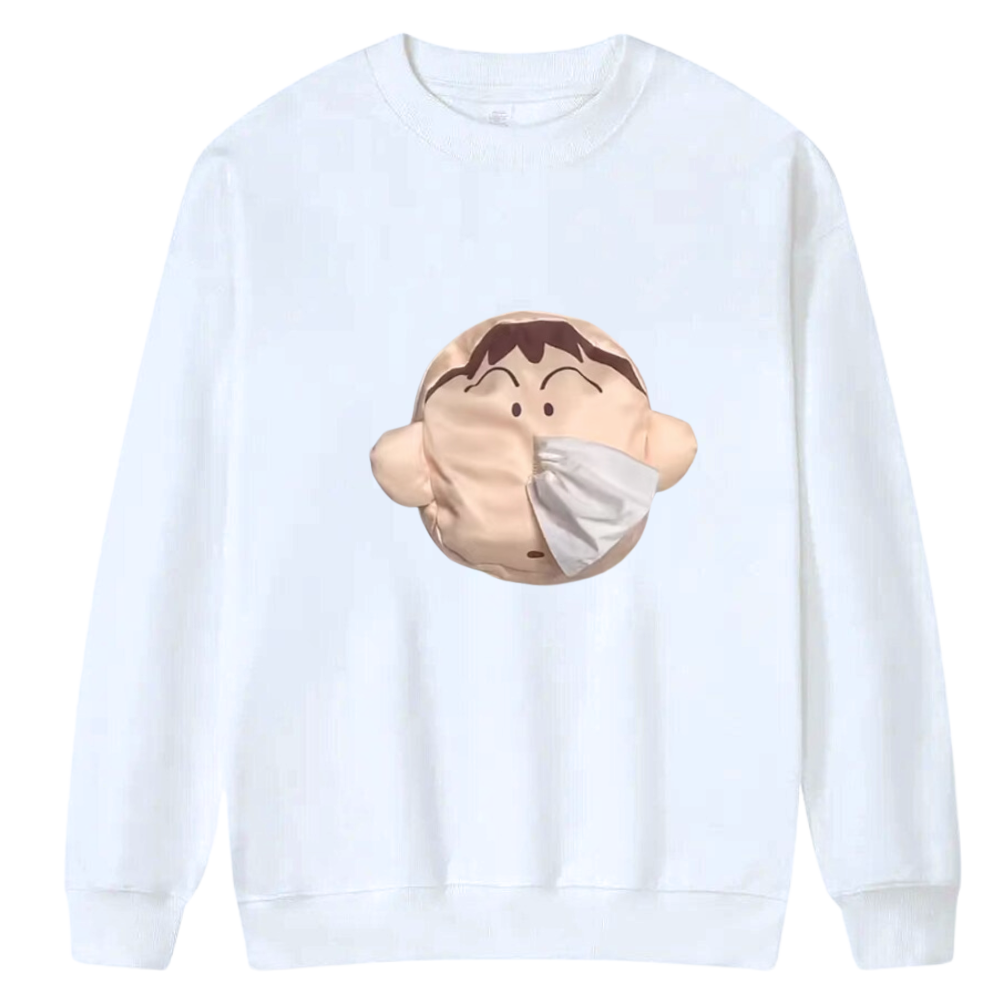 3D Shin Chan Carry trøje med lomme til papirlommetørklæder -Hvid Sweatshirt - Ozerty