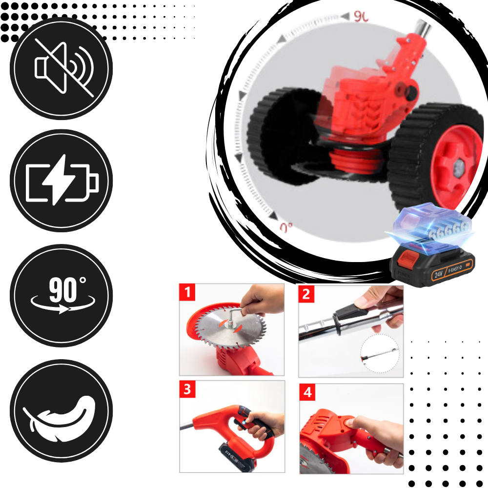 3-i-1 batteridrevet græstrimmer
- Ozerty
