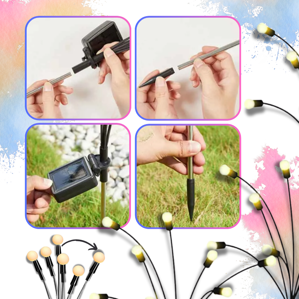 Vandtætte automatiske udendørs LED-solcellelamper - Ozerty, Elektrisk fyrværkeri havelys - Ozerty