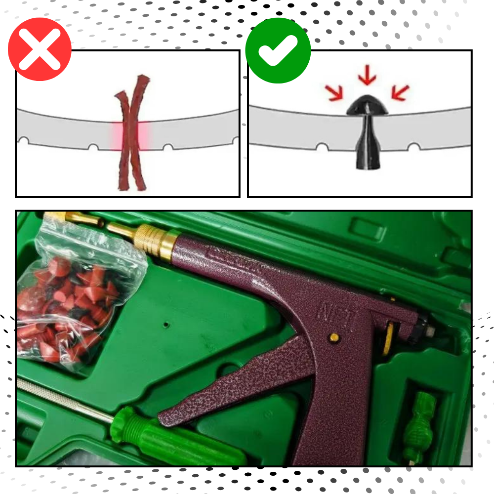 Universal redskab til automatisk reparation af punkterede dæk
- Ozerty