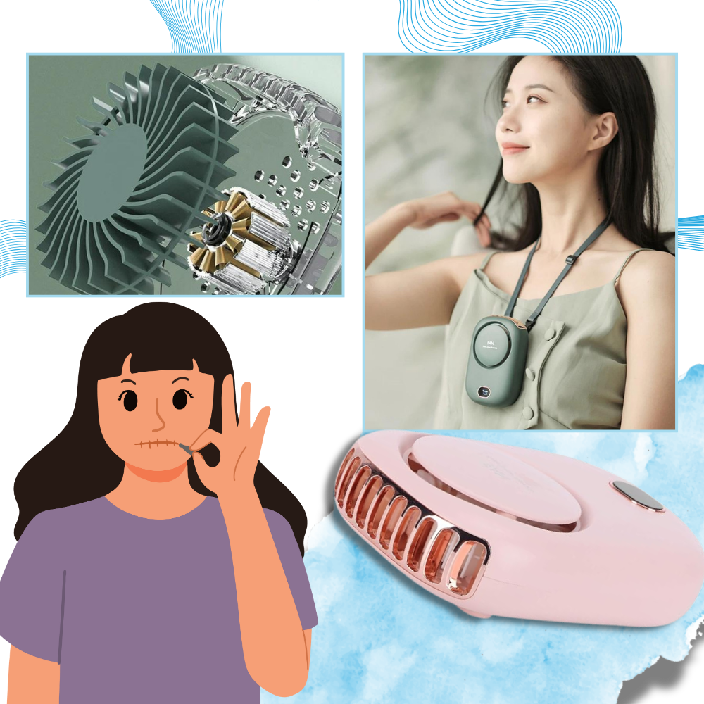 Justerbar bærbar nakkeventilator uden vinger
- Ozerty