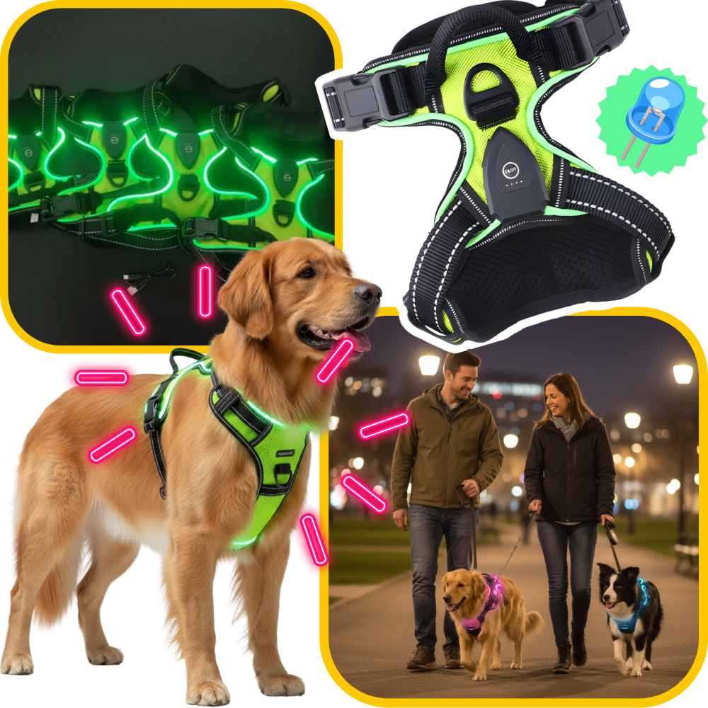 Blinkende LED Hundesele - Ozerty