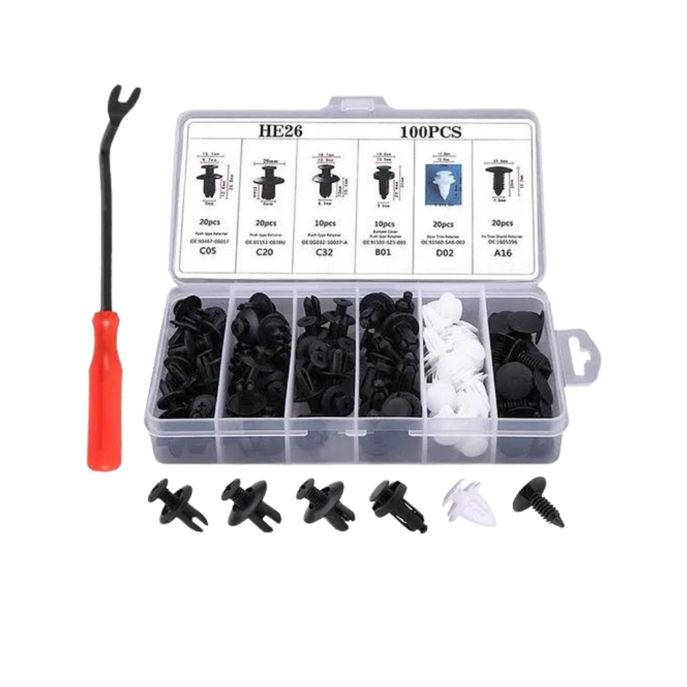 Clipsæt til bildørpaneler
-Sæt 100 stk. med værktøj - Ozerty