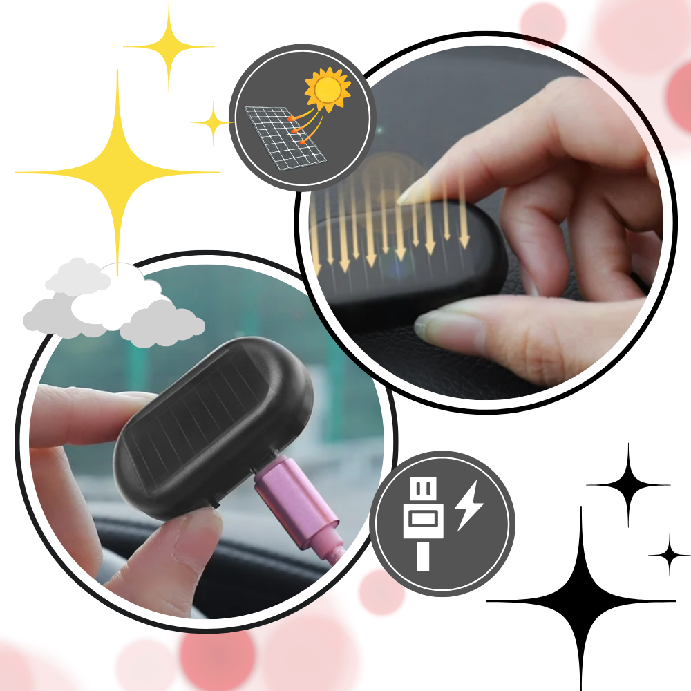 Solcelledrevet alarmlys til biler
- Ozerty