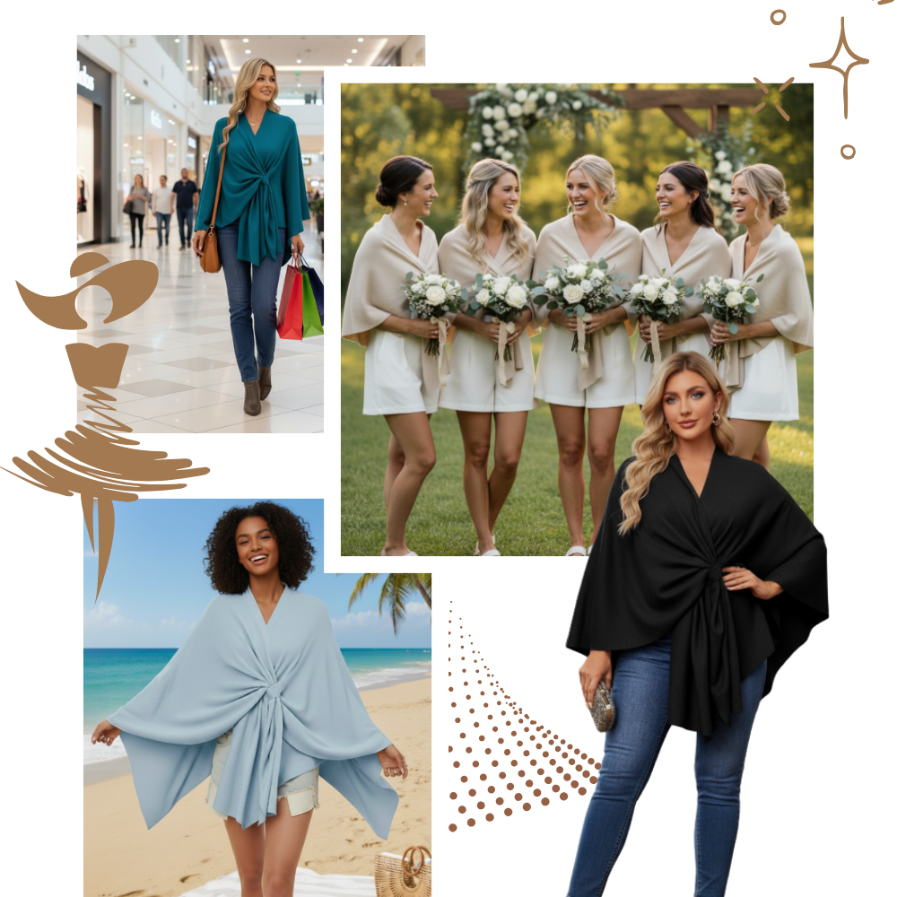 Chic strikket poncho til kvinder - Ozerty