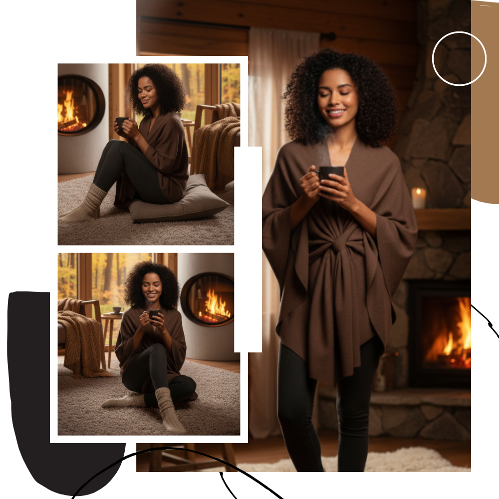 Chic strikket poncho til kvinder - Ozerty