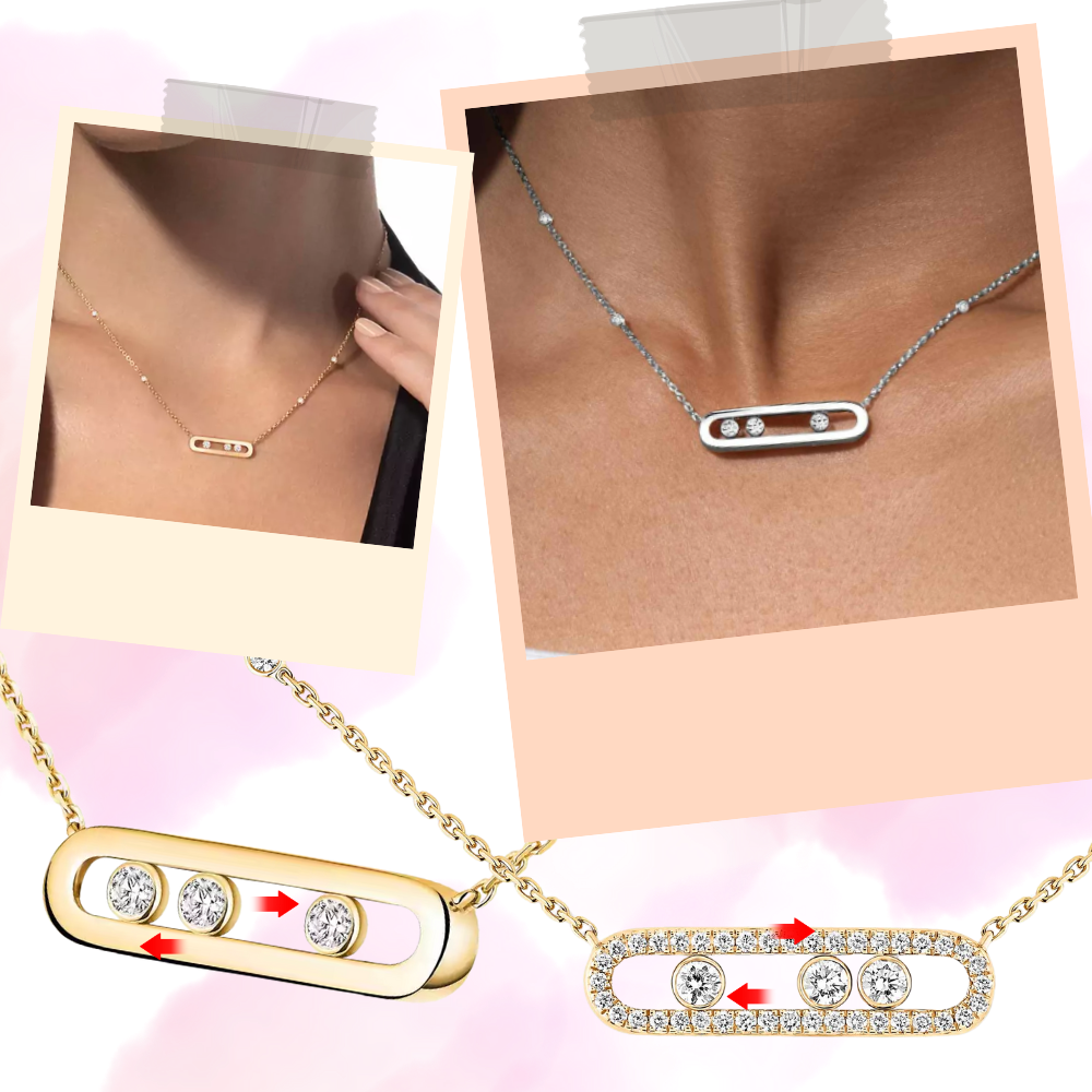 Klassisk Halskæde med Tre Sten - Ozerty