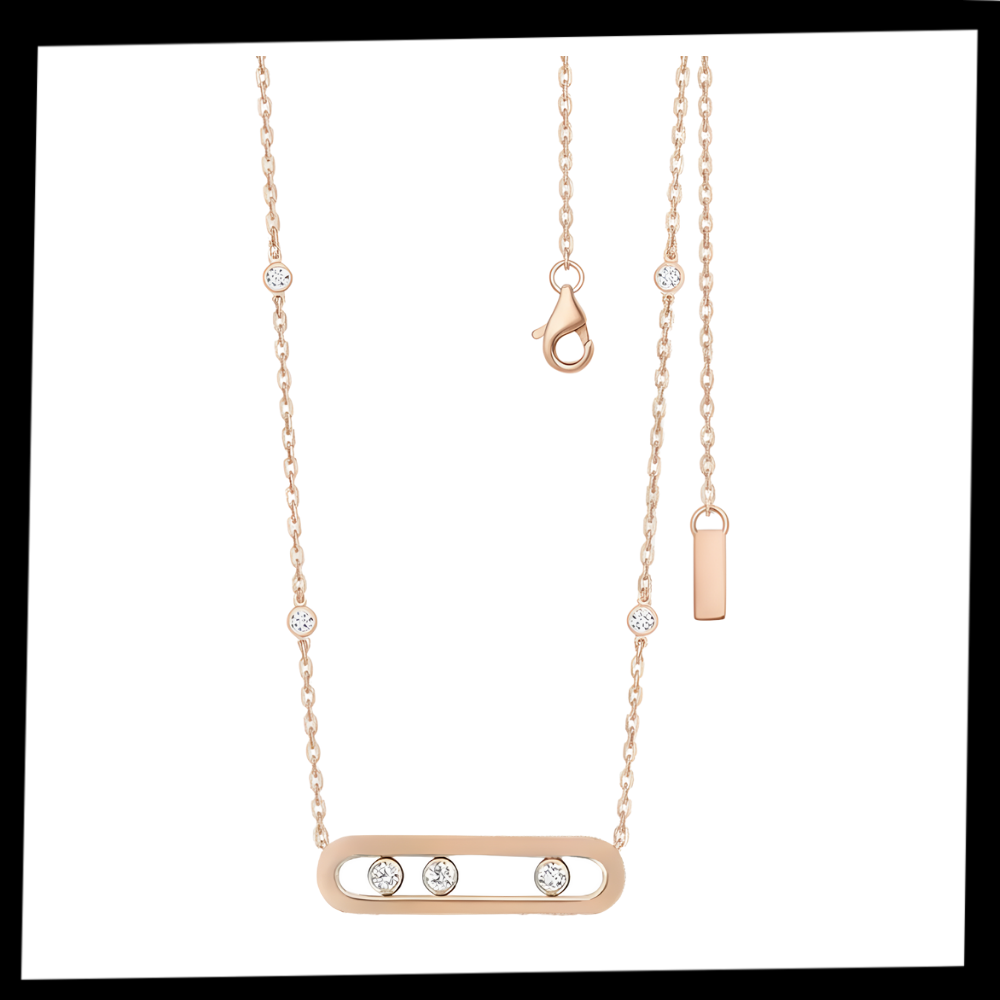 Klassisk Halskæde med Tre Sten - Ozerty