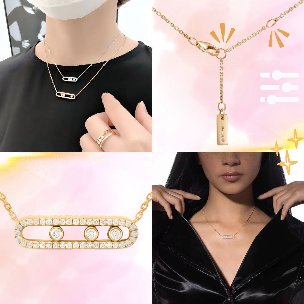 Klassisk Halskæde med Tre Sten - Ozerty