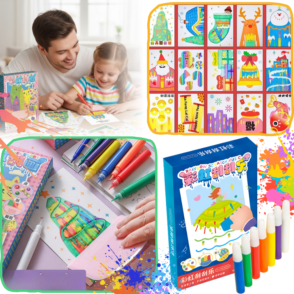 Farverigt Skrabe-Malesæt - Ozerty