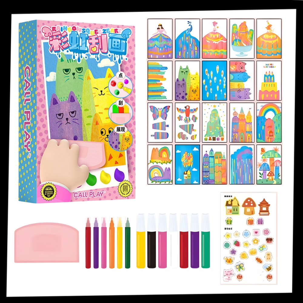 Farverigt Skrabe-Malesæt - Ozerty