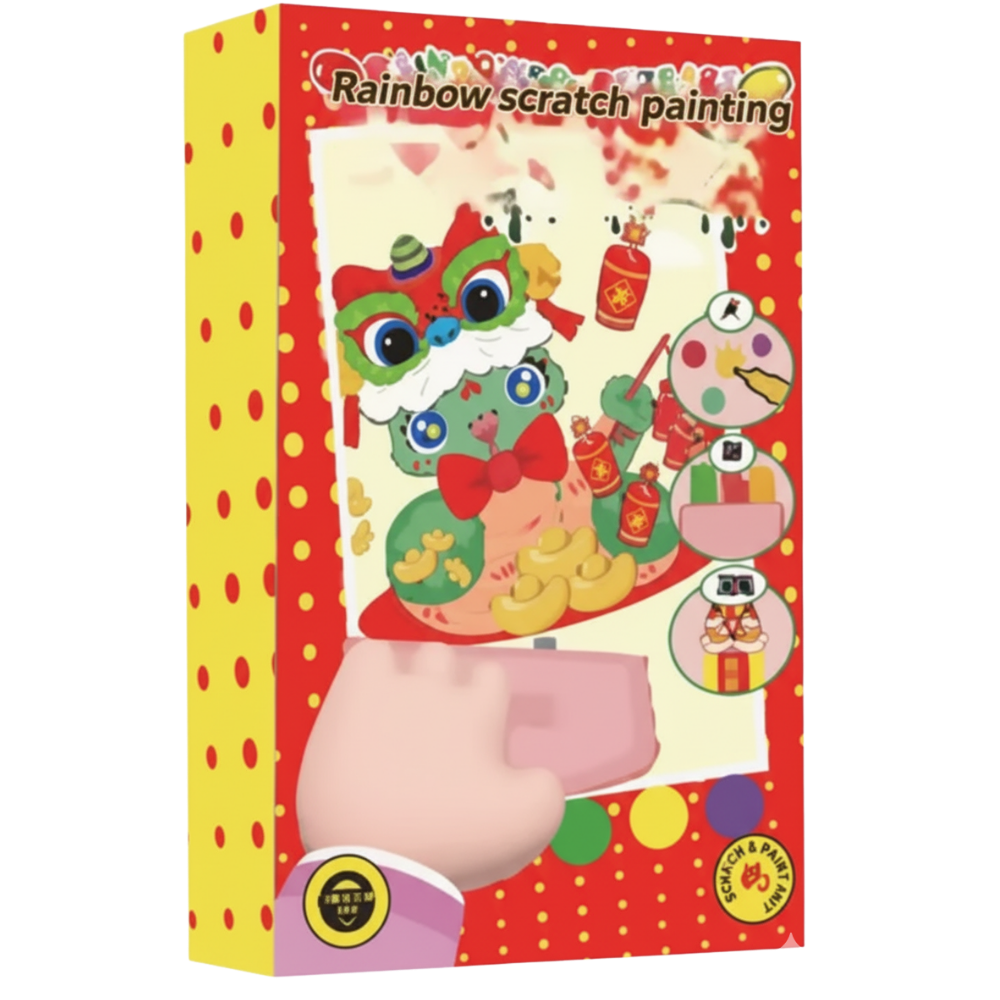 Farverigt Skrabe-Malesæt -Rød - Ozerty