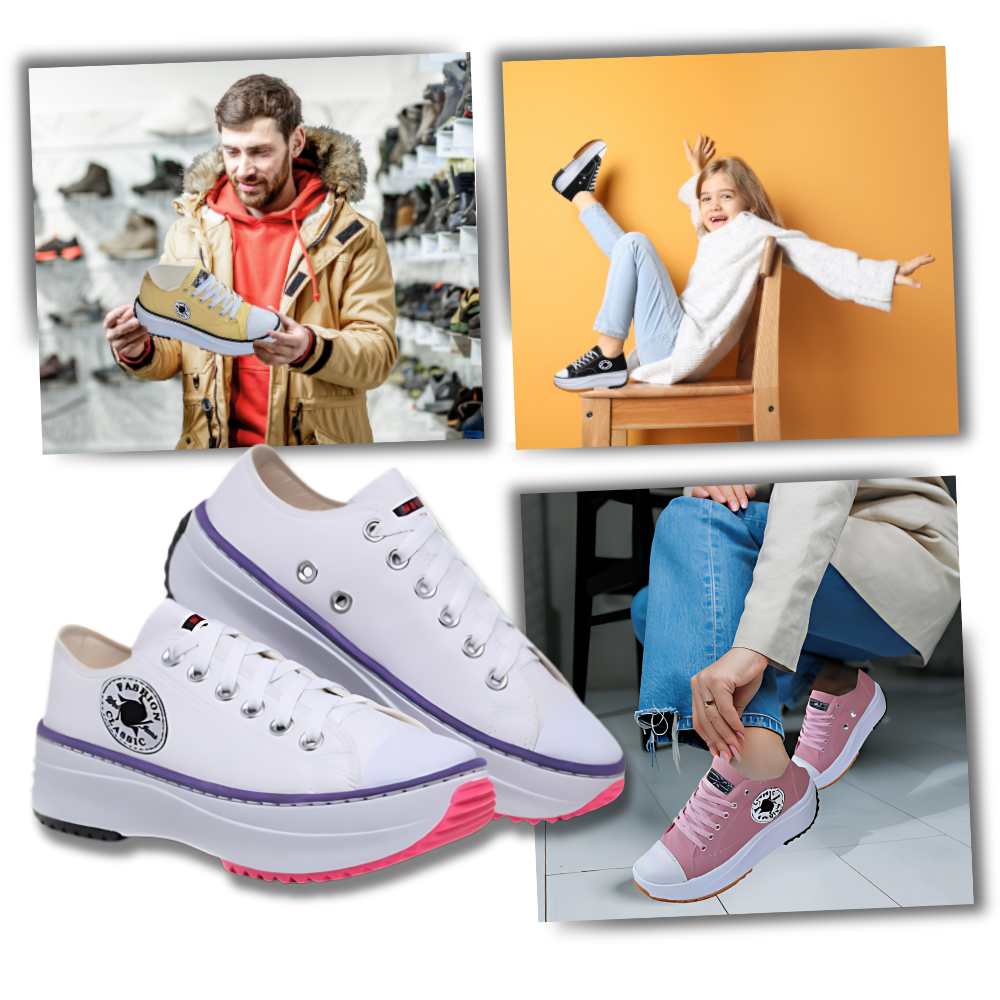 Komfortabel forhøjet skridsikker canvas-sneaker
- Ozerty