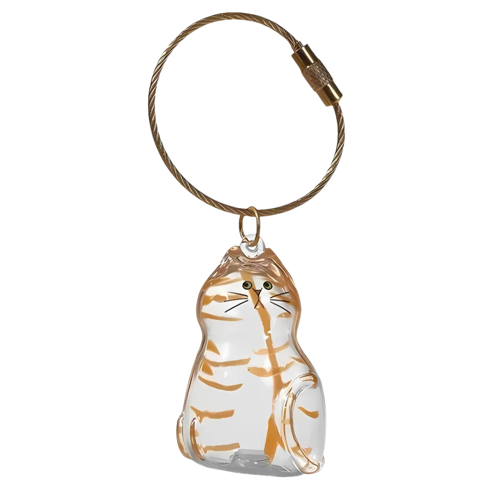 Sød Fluffy Pels-nøglering -Golden Striped - Ozerty