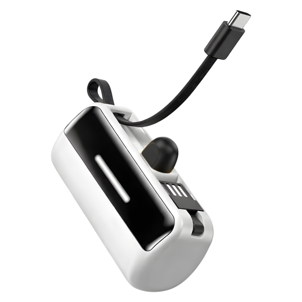 Mini Powerbank med Stativ -Hvid - Ozerty