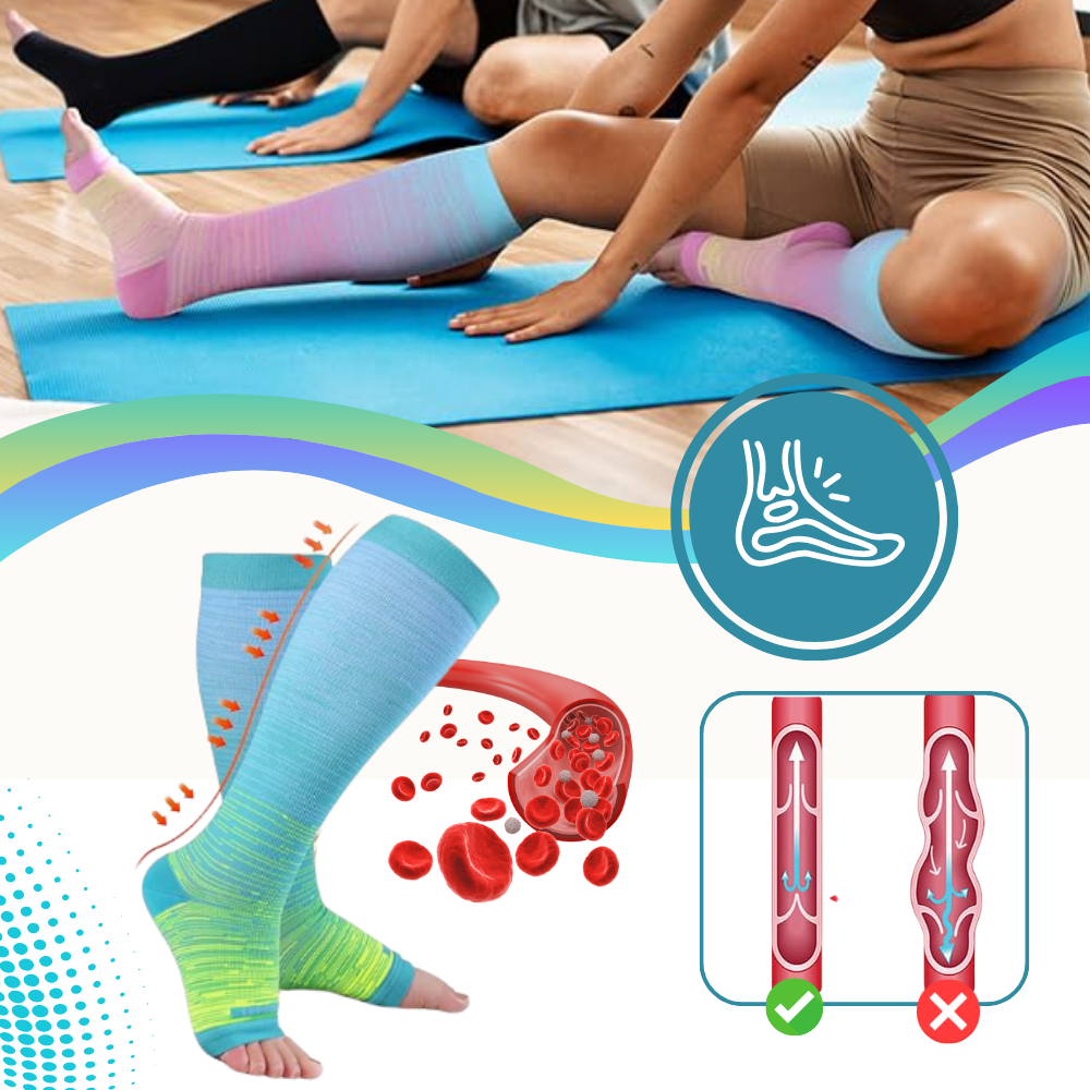 Elastisk Kompressionsstrømpe Med Åben Tå - Ozerty