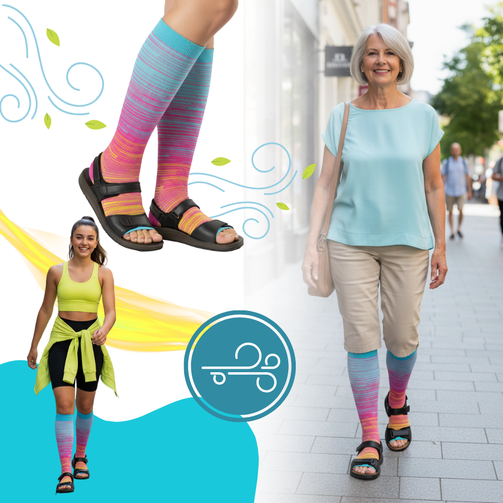 Elastisk Kompressionsstrømpe Med Åben Tå - Ozerty