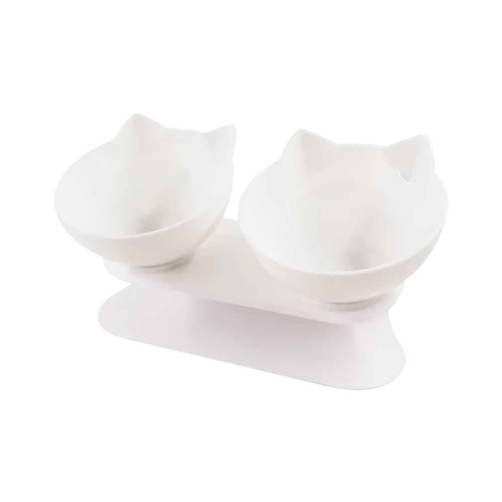 Forhøjet og komfortabel skål til katte
-Hvid/Dobbelt - Ozerty