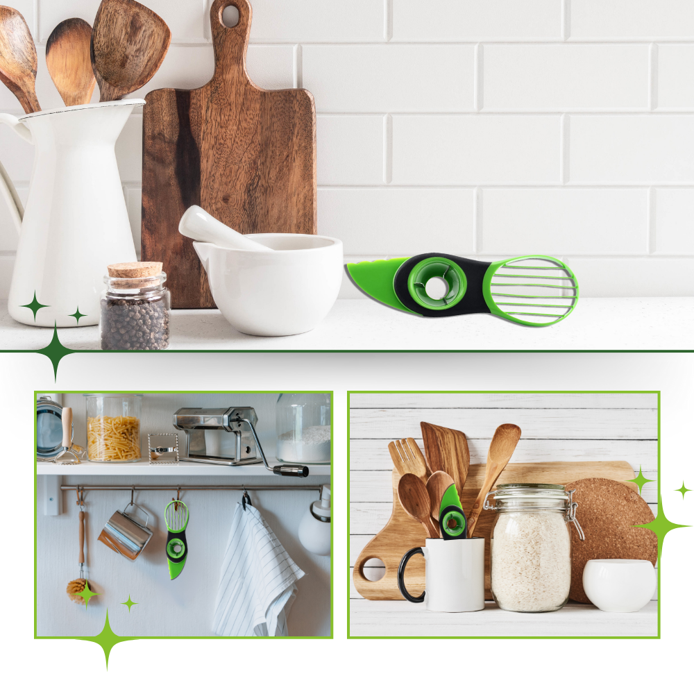 Ergonomisk multifunktionelt avocado-redskab
- Ozerty