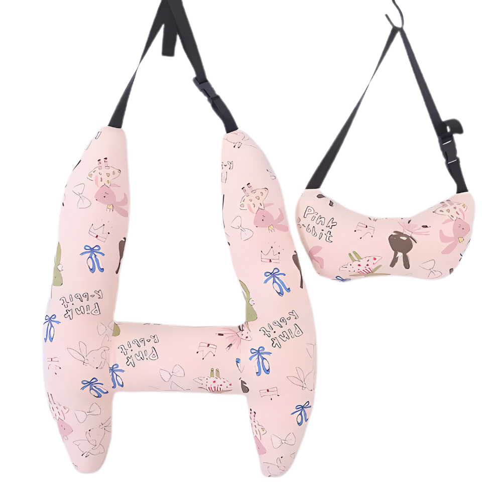 Nakkepude med ergonomisk støtte til rejsen
-Kanin med lyserød krone - Ozerty