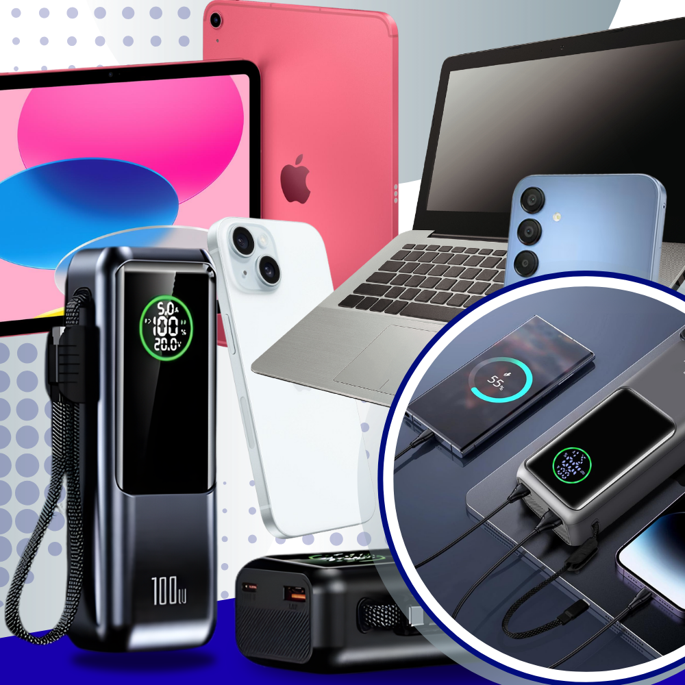 Fast Power powerbank med indbygget kabel - Ozerty