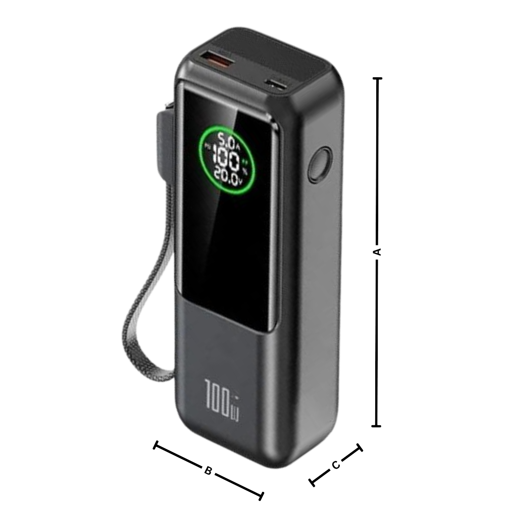 Fast Power powerbank med indbygget kabel - Ozerty