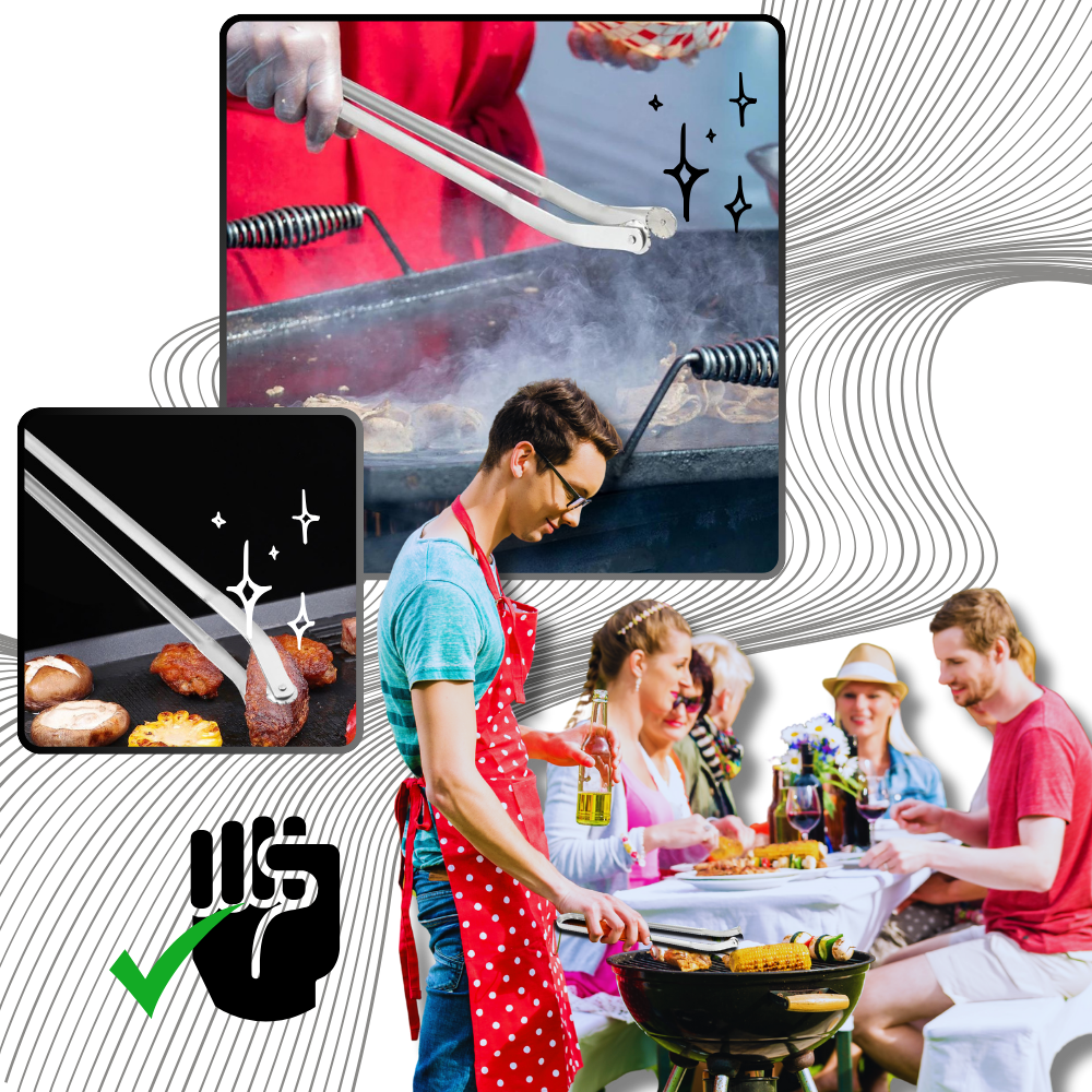 Varmebestandig grilltang med flipfunktion
- Ozerty