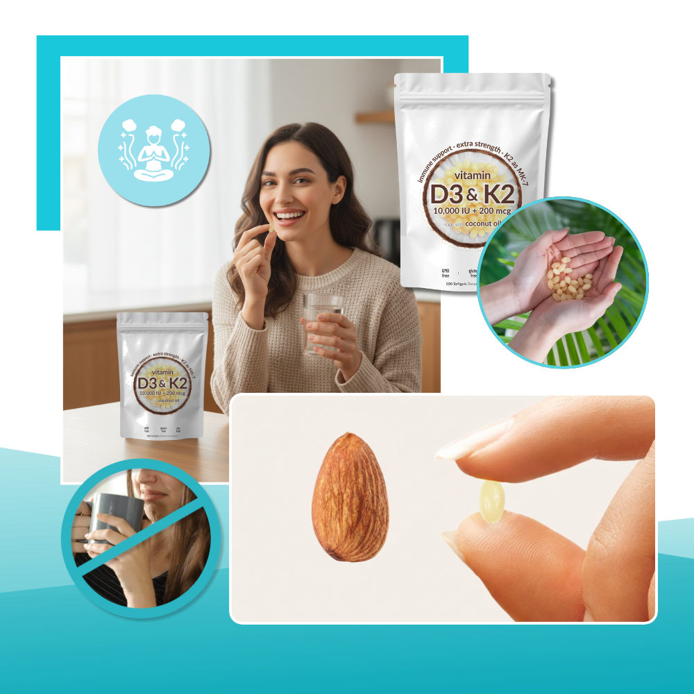 Højstyrke D3 & K2 softgels - Ozerty