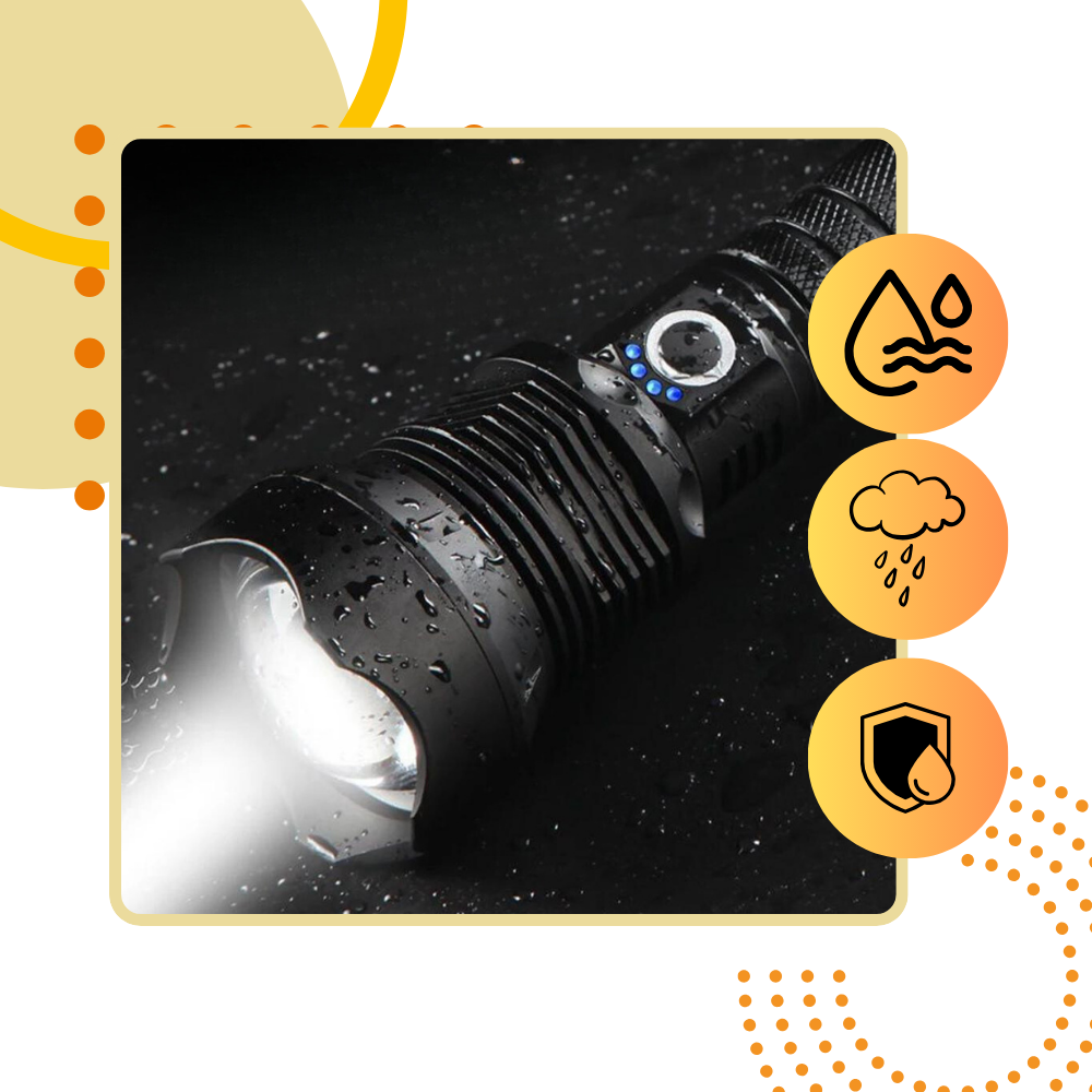 Genopladelig LED lommelygte med fjernlys - Ozerty