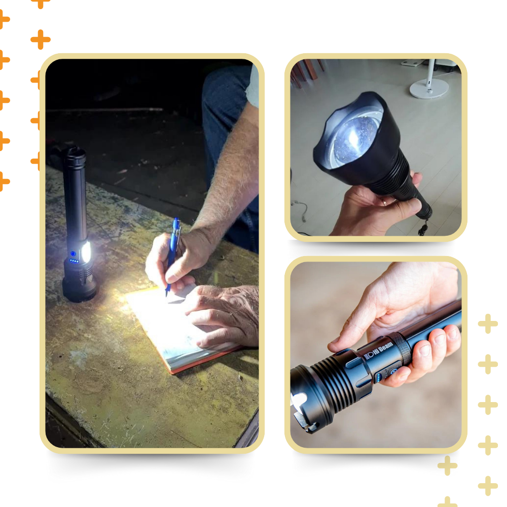 Genopladelig LED lommelygte med fjernlys - Ozerty