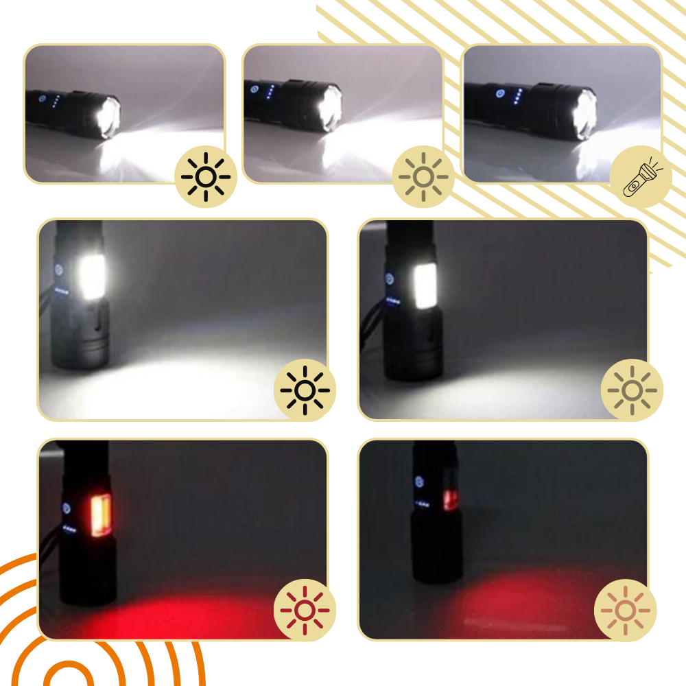 Genopladelig LED lommelygte med fjernlys - Ozerty