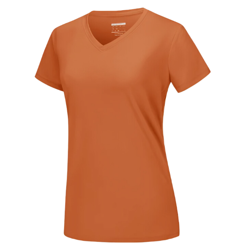 Øjeblikkeligt kølende t-shirt med v-hals til kvinder
-Mørk orange - Ozerty
