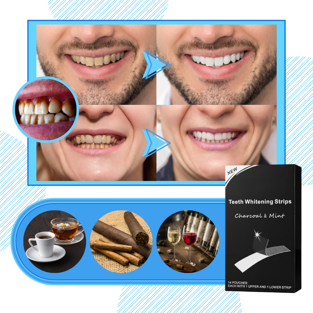 Minty Charcoal Tandblegningsstrips - Ozerty