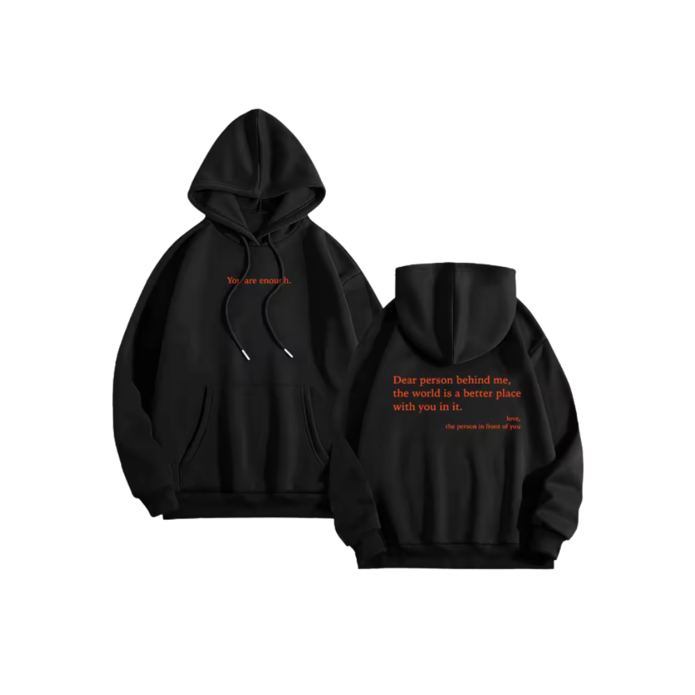 Motiverende Loose Hoodie til Kvinder -Sort - Ozerty