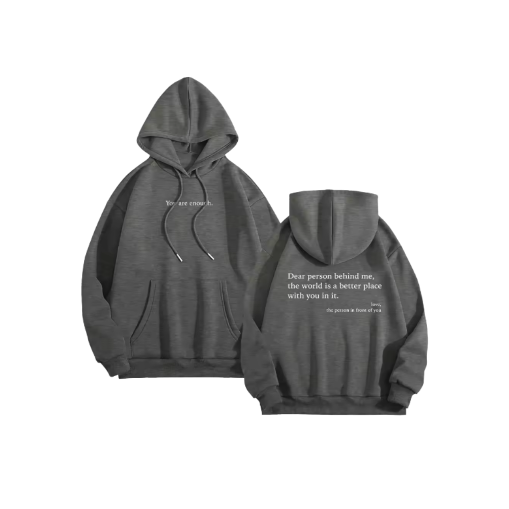 Motiverende Loose Hoodie til Kvinder -Mørkegrå - Ozerty