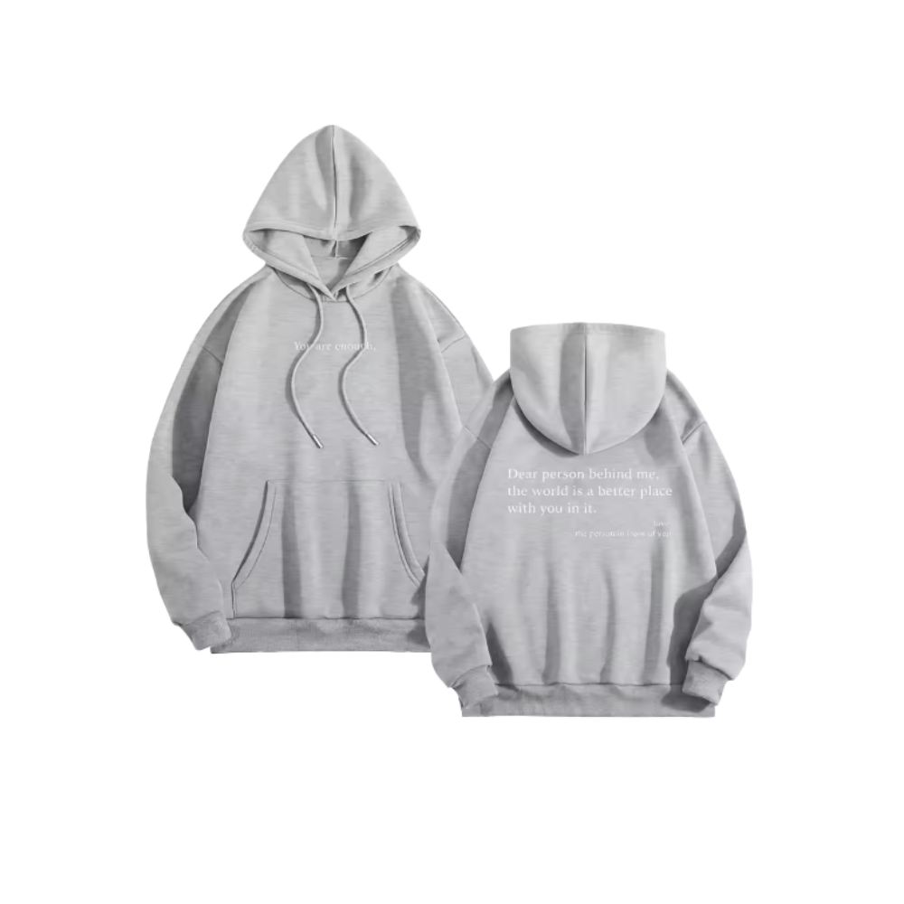 Motiverende Loose Hoodie til Kvinder -Lysegrå - Ozerty