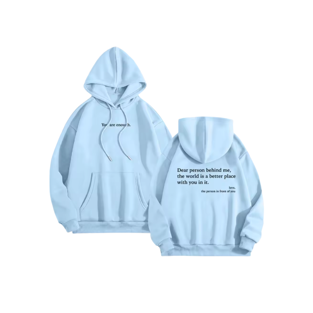 Motiverende Loose Hoodie til Kvinder -Himmelblå - Ozerty