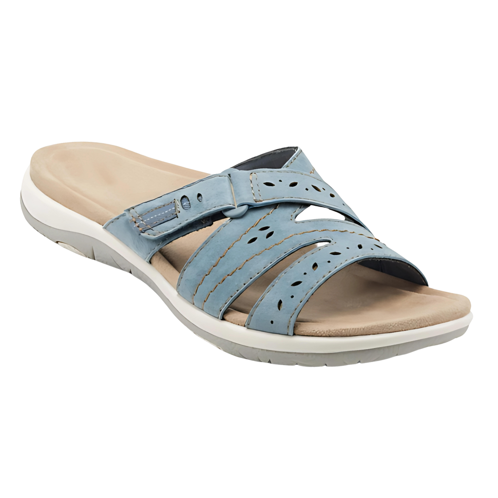 Sandaler med åben tå og ortopædisk indersål -Blå - Ozerty