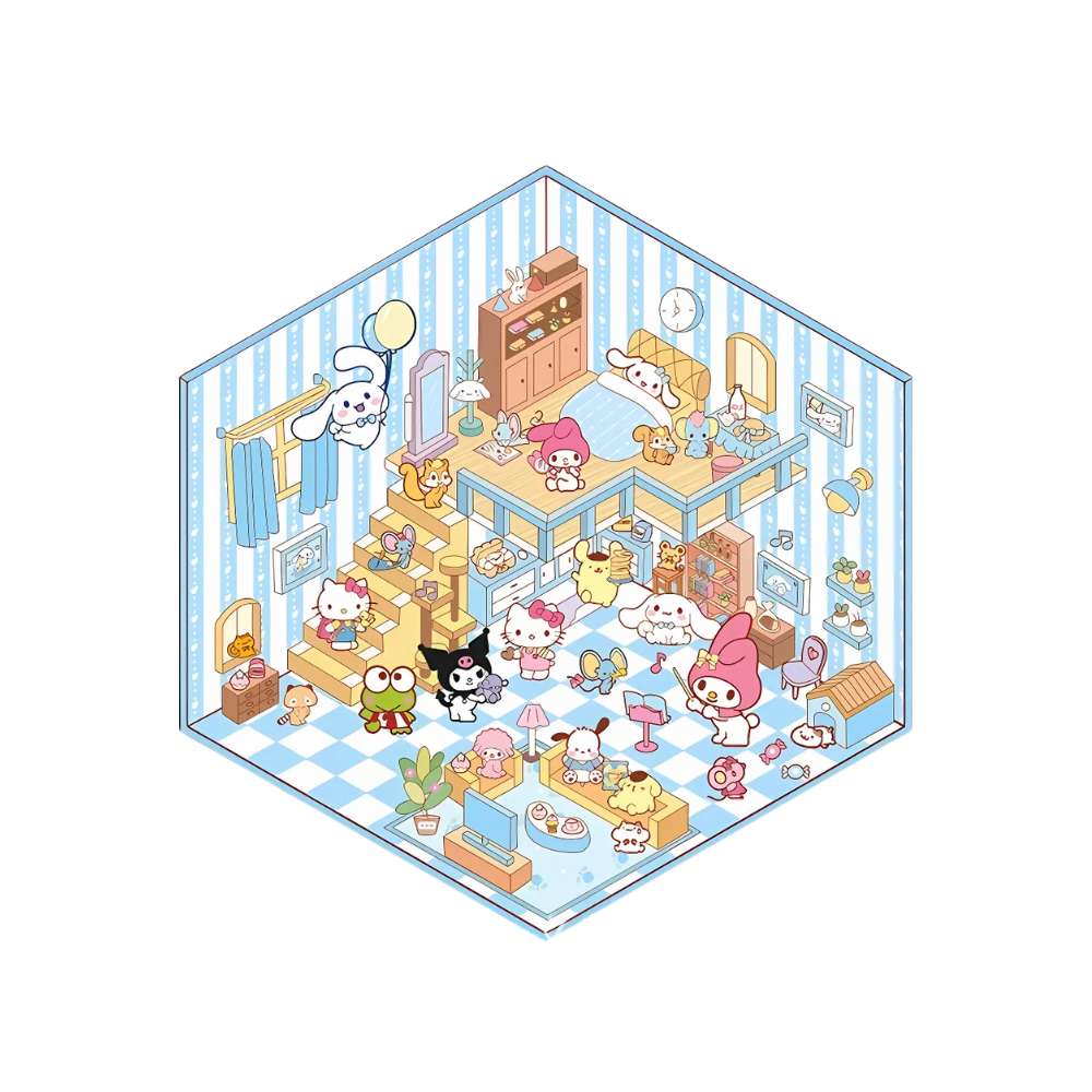 Pastel Home Tales Klistermærker -Blåt Hus - Ozerty