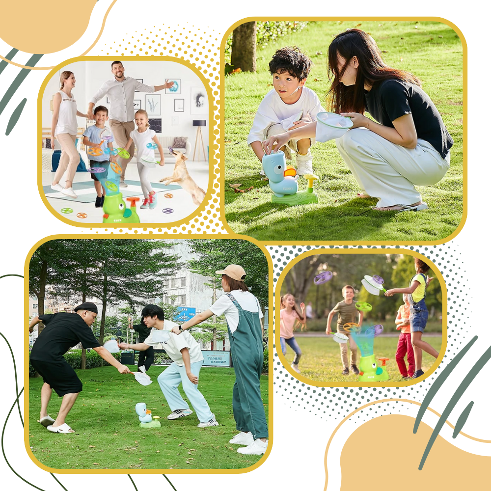 Bærbart legetøj med nem affyring af flyvende disk
- Ozerty