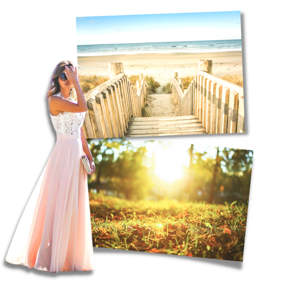 Elegant Chiffonkjole med blonde
- Ozerty