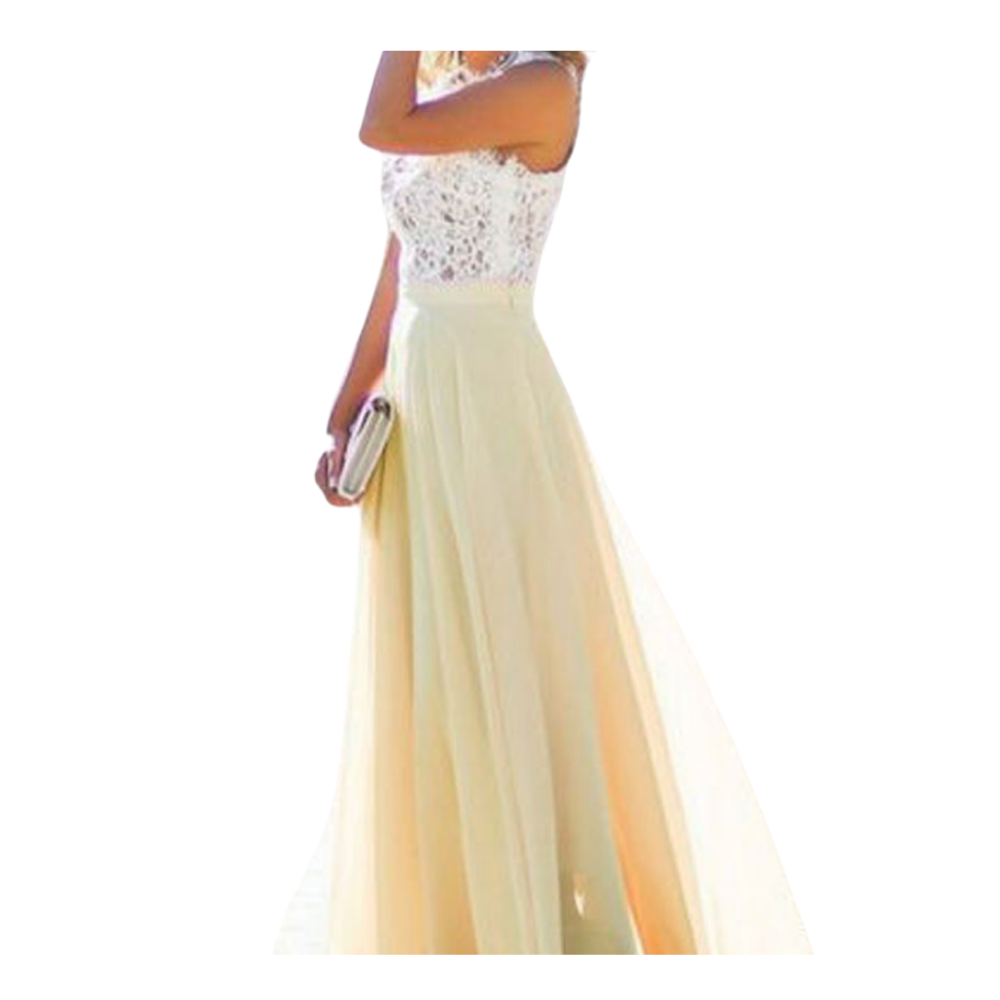 Elegant Chiffonkjole med blonde
-Gul/SGul/MGul/LGul/XLGul/XXLGul/XXXL - Ozerty