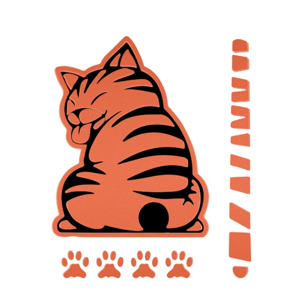 Sød Kat Visker-klistermærke -Orange - Ozerty
