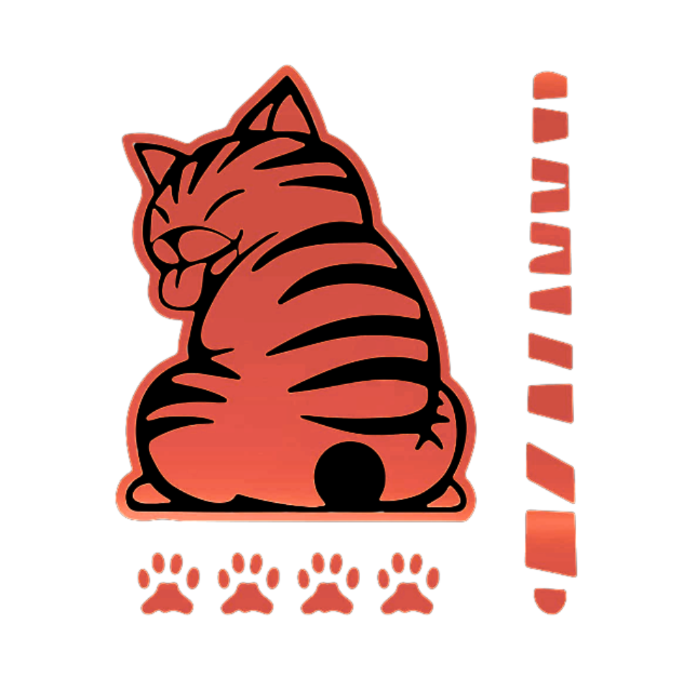 Sød Kat Visker-klistermærke -Rød - Ozerty