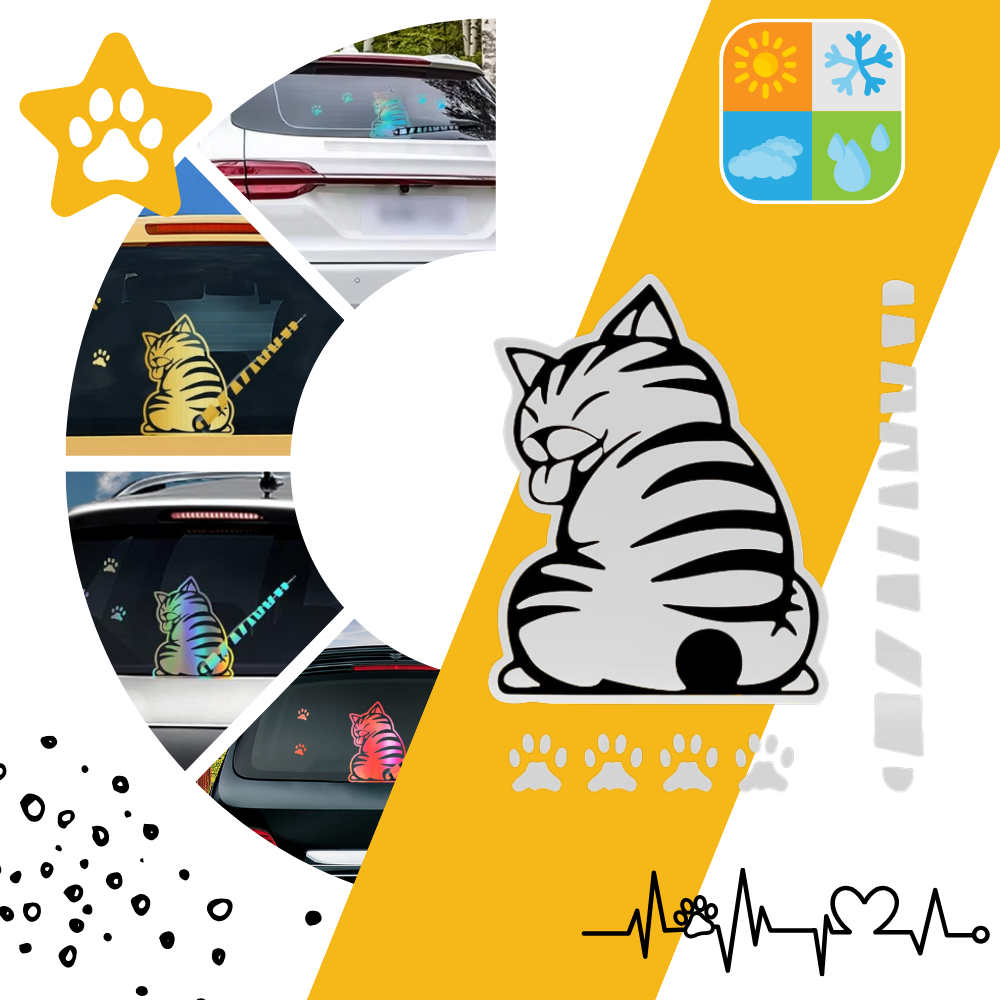 Sød Kat Visker-klistermærke - Ozerty