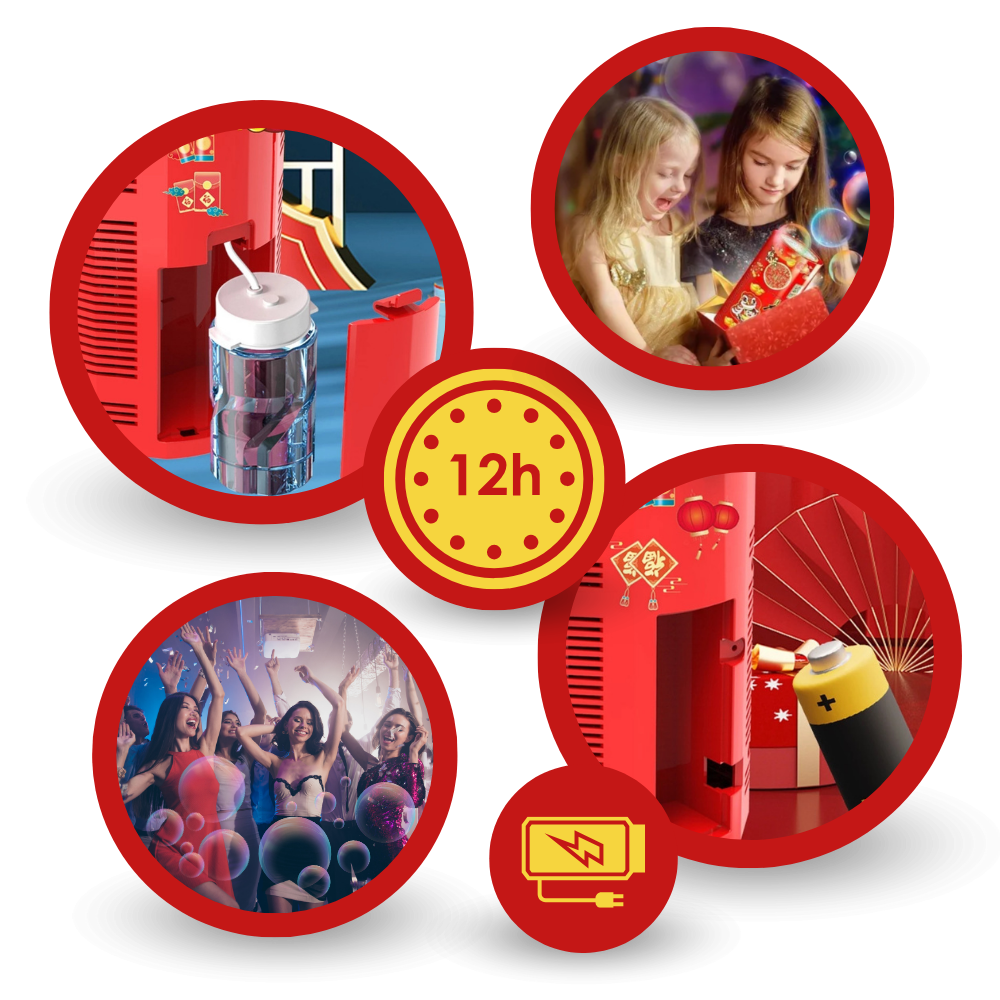 Genopladelig maskine til fyrværkeri af bobler
- Ozerty