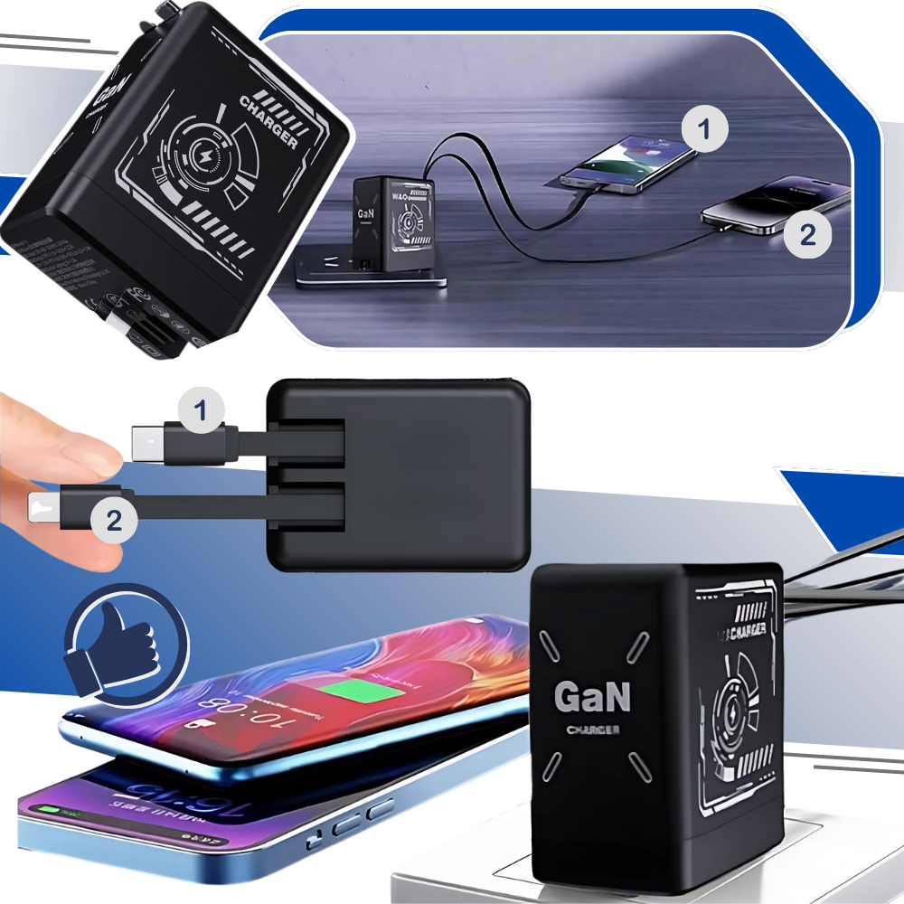 Udtrækkeligt Kabel med Dobbelt Oplader - Ozerty