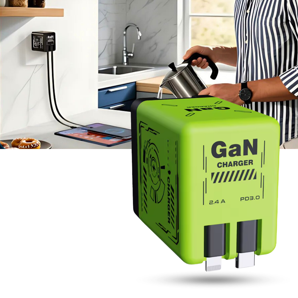 Udtrækkeligt Kabel med Dobbelt Oplader - Ozerty