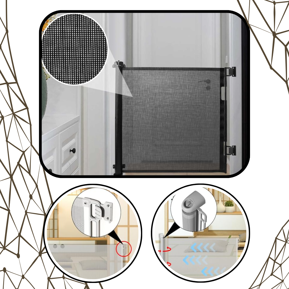 Udtrækkelig robust låge i mesh til kæledyr og babyer
- Ozerty